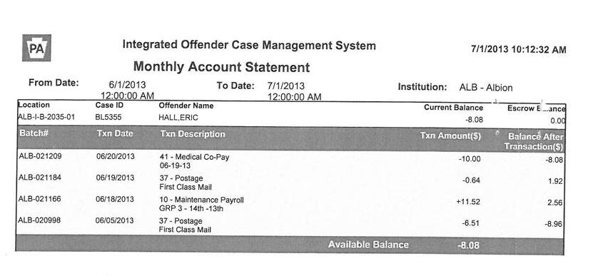 Monthly Account Statement